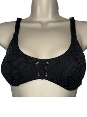 TiNiBiKiNi Black Leopard Bikini Swim Top Women’s S Small